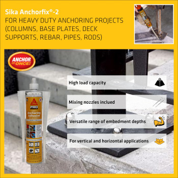 Sika Anchorfix2 Super Strength Anchoring Adhesive Two Component Anchor System For Threaded Bars In Uncracked Concrete 101 F