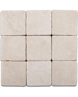 Botticino Fiorito 4 X 4 Tumbled Marble Floor Tile