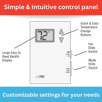 Lux Pro Psd011B Digital Nonprogrammable Thermostat For Home 1 Heat 1 Cool