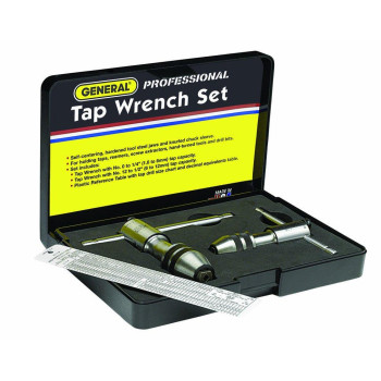 General Tools Professional Reversible Tap Wrenches 165 Ratchet Holder With Reference Table For 0 To 12Inch Taps Set Of 2