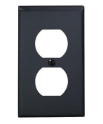 Leviton 80703E 1Gang Duplex Device Receptacle Wallplate Standard Size Thermoplastic Nylon Device Mount Black 1 Count Pac