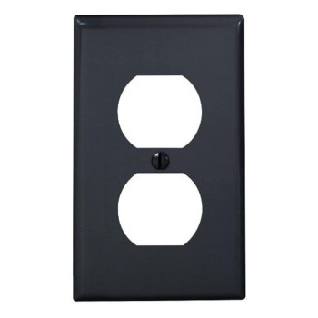 Leviton 80703E 1Gang Duplex Device Receptacle Wallplate Standard Size Thermoplastic Nylon Device Mount Black 1 Count Pac