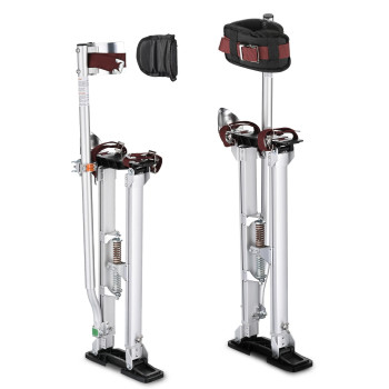 Yescom 2440 Drywall Stilts Adjustable Aluminum Tool Work With Leg Pad Protection For Painting Painter Taping Silver