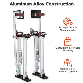 Yescom 2440 Drywall Stilts Adjustable Aluminum Tool Work With Leg Pad Protection For Painting Painter Taping Silver