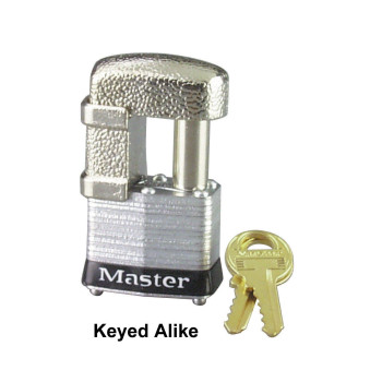 Master Lock 37Ka Shrouded Laminated Steel Pin Tumbler Padlock Keyed Alike 1916Inch Wide Body Shackle Fits 932Inch Or 12