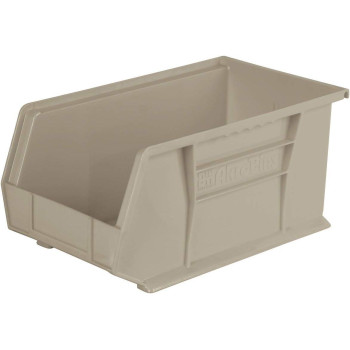 Akromils 30240 Akrobins Plastic Hanging Stackable Storage Organizer Bin 15Inch X 8Inch X 7Inch Stone 12Pack