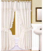 Double Swag Shower Curtain Liner Rings White