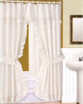 Double Swag Shower Curtain Liner Rings White