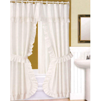 Double Swag Shower Curtain Liner Rings White