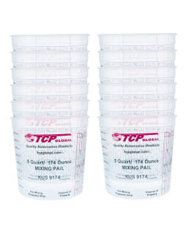 Custom Shop Tcp Global Pack Of 12 Mix Cupsbuckets 5 Quart 174 Ounce Volume Paint And Epoxy Mixing Cups Mix Cups Ar