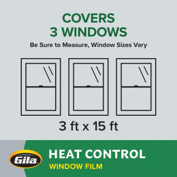 Gila Heat Control Titanium Adhesive Residential Diy Window Film Sun Blocking Glare Reduction 3Ft X 15Ft 36In X 180In Gray