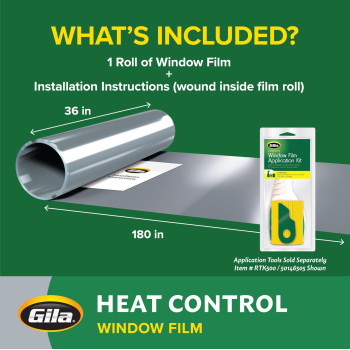 Gila Heat Control Titanium Adhesive Residential Diy Window Film Sun Blocking Glare Reduction 3Ft X 15Ft 36In X 180In Gray