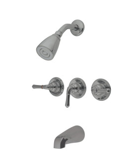 Kingston Brass Kb238 Magellan Tub And Shower Faucet With 3Magellan Handle Brushed Nickel 5Inch Spout Reach