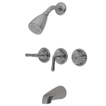 Kingston Brass Kb238 Magellan Tub And Shower Faucet With 3Magellan Handle Brushed Nickel 5Inch Spout Reach