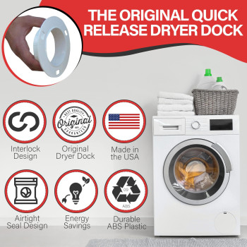 Dryer Dock The Original Dryer Vent Quick Release Twopiece Dryer Hose Quickconnect Twist Lock Tight Fits 4 Inch Tubes Whi