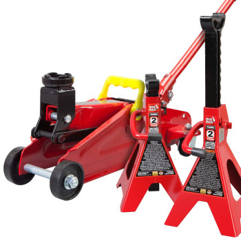 Big Red Torin Hydraulic Trolley Floor Jack Combo With 2 Jack Stands 2 Ton Capacity T82001