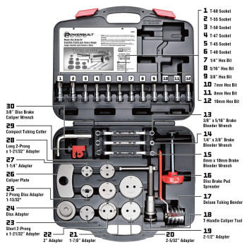 Powerbuilt Master Disc Brake Service Set Vehicle Brake Caliper Wind Back Tool For Cars Trucks Piston Compression 30 Piece 64