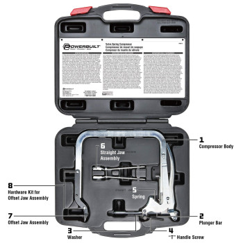 Powerbuilt Valve Spring Compressor Kit Remove Coil Springs Cylinder Heads Thandle Car And Vehicle Service Repair Tool Set