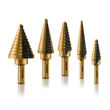 Neiko 10197A Step Drill Bit Set 5 Pc Step Bit For Metal 50 Sae Sizes Total 18 138 Sae Titanium High Speed Steel U