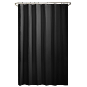 Maytex Fabric Shower Curtain Liner With Weighted Hem Soft Microfiber Waterrepellent Black 70 X 72 Inches Quick Drying