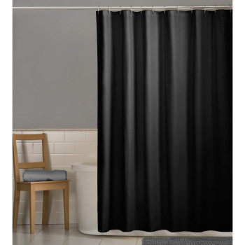 Maytex Fabric Shower Curtain Liner With Weighted Hem Soft Microfiber Waterrepellent Black 70 X 72 Inches Quick Drying