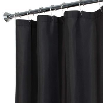 Maytex Fabric Shower Curtain Liner With Weighted Hem Soft Microfiber Waterrepellent Black 70 X 72 Inches Quick Drying