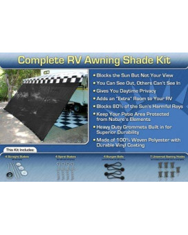 Ez Travel Collection Rv Awning Shade Complete Kit 8X20 Black