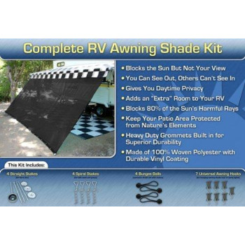 Ez Travel Collection Rv Awning Shade Complete Kit 8X20 Black