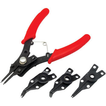 Performance Tool 1435 Interchangeable Head Snap Ring Pliers With Straight 45 Degree And 90 Degree Angled Heads For Internal And