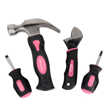 Apollo Tools 4 Piece Stubby Tool Set For Small Hands And Tight Spaces Convenient Compact Small Tool Set Includes Mini Hammer