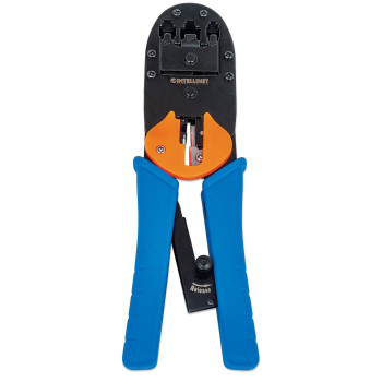 Intellinet Rj45 Crimp Tool Allinone Modular Pass Through Crimper With Wire Cutter Stripper Functions Crimps Rj45 Rj22