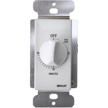 Woods 59711 In Wall 15 Minute Spring Wound Timer White