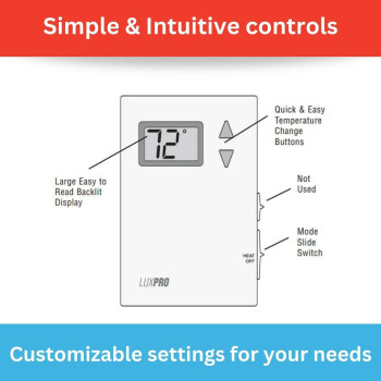 Lux Pro Psd010B Mechanical Nonprogrammable Thermostat 1 Heat Only Without Fan Batteries Included