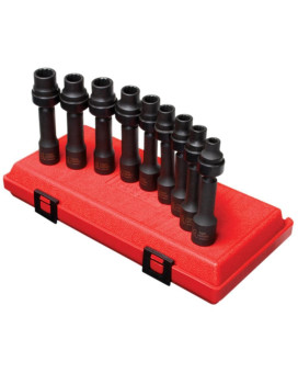 Sunex Tools 2695 Inch Drive Driveline Limited Clearance Socket Set 12Point 9Piece Metric 8Mm17Mm Crmo Steel Heavy Du