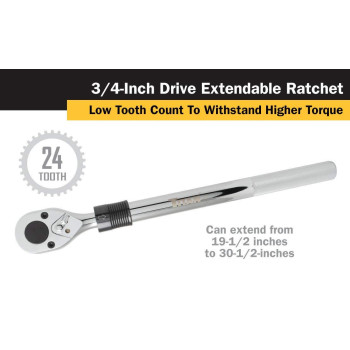 Titan 12072 34Inch Drive X 1912 To 3012Inch 24Tooth Extendable Ratchet