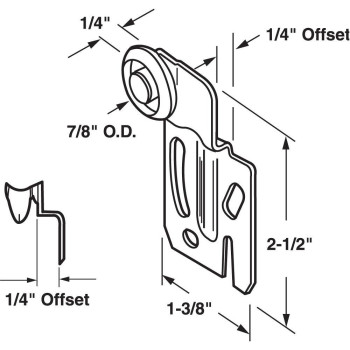 Slideco 16216F Front Closet Door Roller With 14 In Offset And 78 In Nylon Wheel 2 Pack