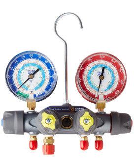 Yellow Jacket 49983 Manifold Only Degrees F Psi Scale R22134A404A Refrigerant Redblue Gauges