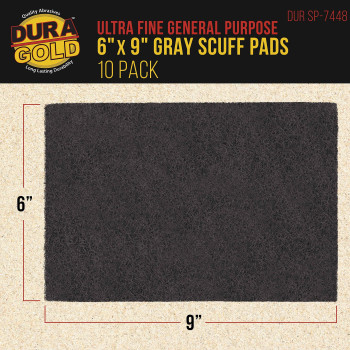 Duragold Premium 6 X 9 Gray Ultra Fine General Purpose Scuff Pads Box Of 10 Final Scuffing Scouring Sanding Cleaning