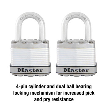 Master Lock M1Xt Magnum Heavy Duty Padlock With Key 2 Pack Keyedalike Silver