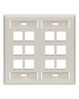 Leviton 4208012T Quickport Wallplate With Id Window Dual Gang 12Port Light Almond