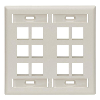 Leviton 4208012T Quickport Wallplate With Id Window Dual Gang 12Port Light Almond