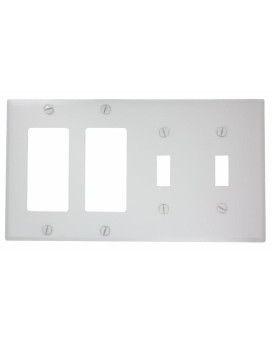 Leviton P2262W 4Gang 2Toggle Decoragfci Device Combination Wallplate Device Mount White