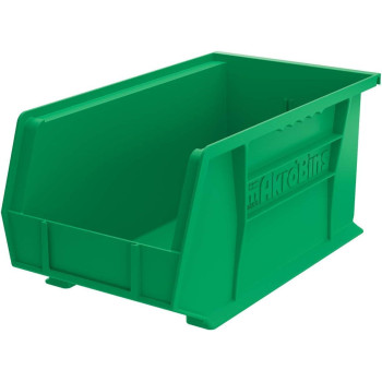 Akromils 30240 Akrobins Plastic Hanging Stackable Storage Organizer Bin 15Inch X 8Inch X 7Inch Green 12Pack