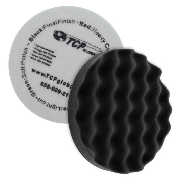 8 Black Waffle Extra Fine Foam Finishing Grip Pad Final Buff Polish Wax Hook Loop