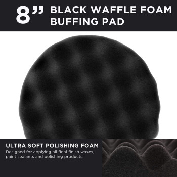 8 Black Waffle Extra Fine Foam Finishing Grip Pad Final Buff Polish Wax Hook Loop