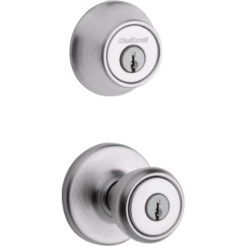 Kwikset 690 Tylo Entry Knob And Single Cylinder Deadbolt Combo 1Pack Satin Chrome