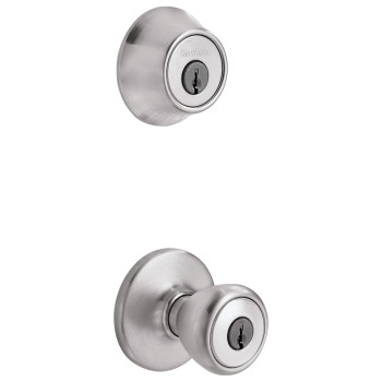 Kwikset 690 Tylo Entry Knob And Single Cylinder Deadbolt Combo 1Pack Satin Chrome