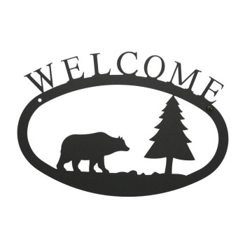 Wel83L Bear Pine Welcome Sign Large