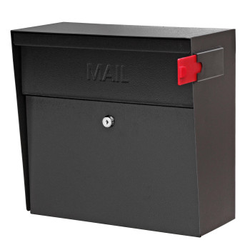 Mail Boss 7162 Metro Black High Capacity Wall Mounted Locking Security Mailbox Medium