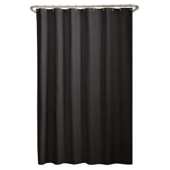 Maytex Black Soft Microfiber Water Repellent Fabric Shower Curtain Liner